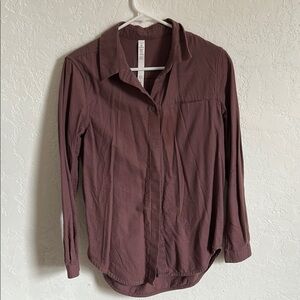 Long Sleeve Button-Up Shirt in Mauve